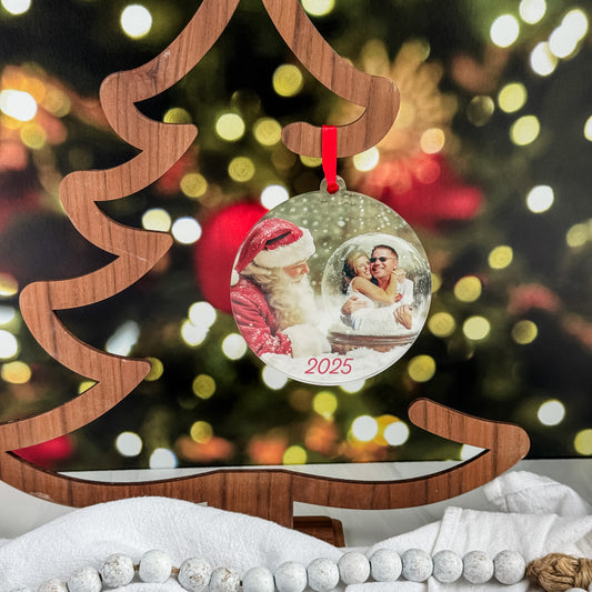Personalized Jolly Santa Snow Globe Ornament