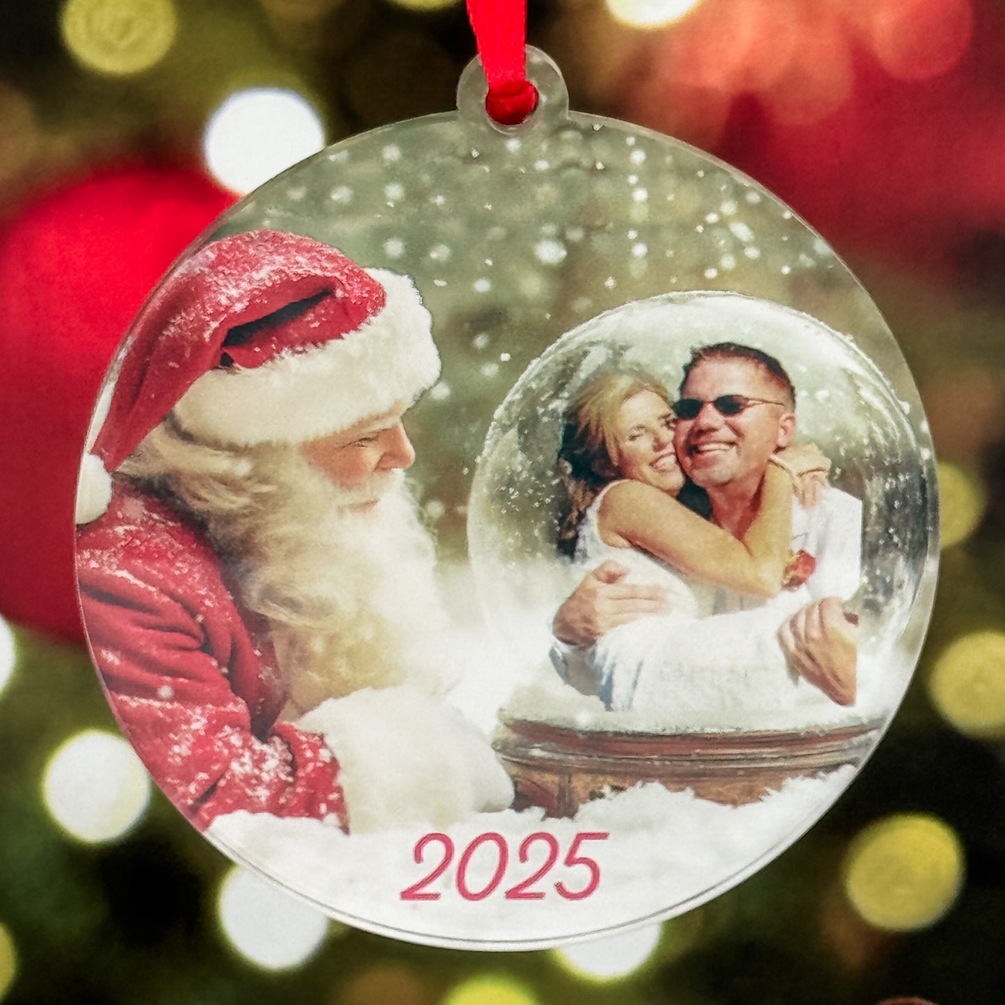 Personalized Jolly Santa Snow Globe Ornament